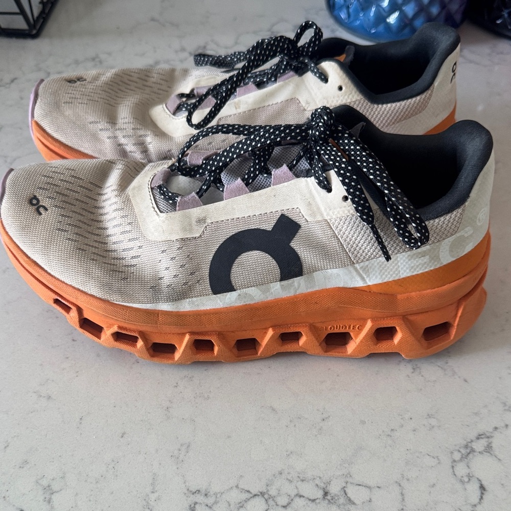 On Running Kids' Beige and Orange Sneakers